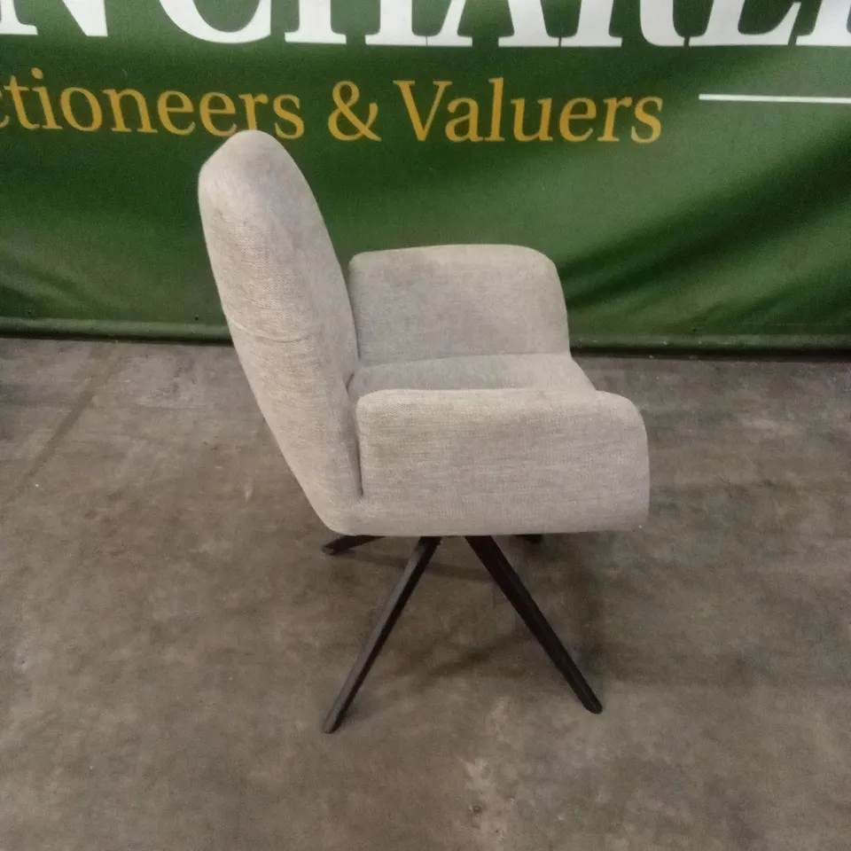 DESIGNER FABRIC UPHOLSTERED SWIVEL DINING CHAIR