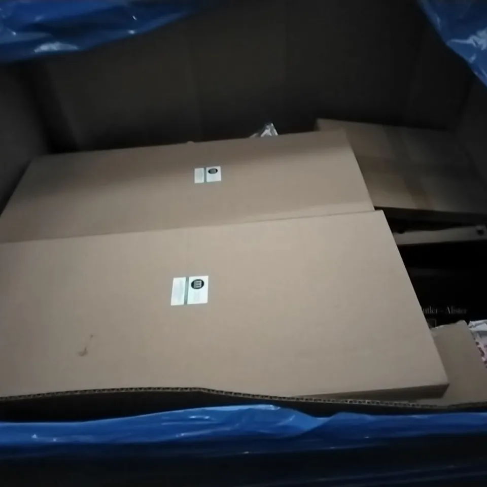 PALLET OF ASSORTED ITEMS INCLUDING HNNHOME STORAGE OTTOMAN, KINGCAMP OUTDOOR FURNITURE, FANCYALL PRESSURE WASHER, M-DESIGN CLOTHES RACK, STEADY DOG WIND SPINNER, BELACO 12" FLOOR FAN