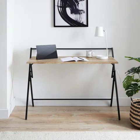 BOXED EVELYN OAK EFFECT WIDE FOLDING DESK (1 BOX)