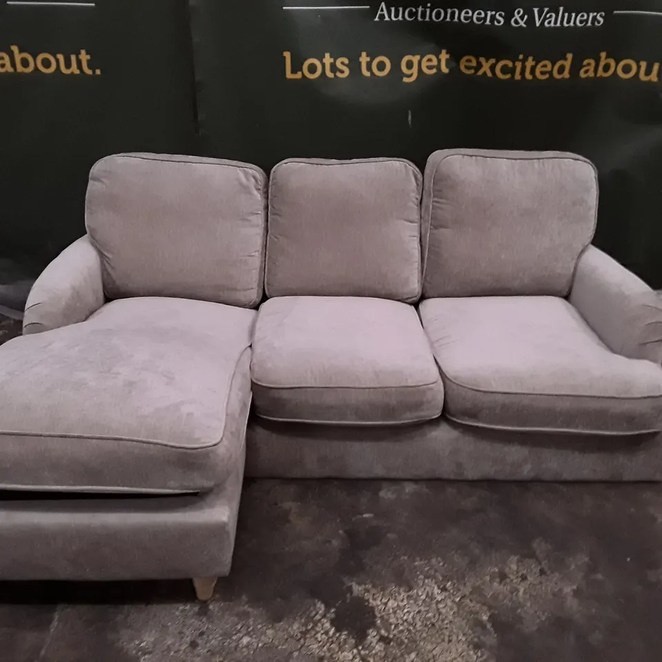 QUALITY DESIGNER 3 SEATER SOFA WITH RHF CHAISE - TAUPE FABRIC FABRIC