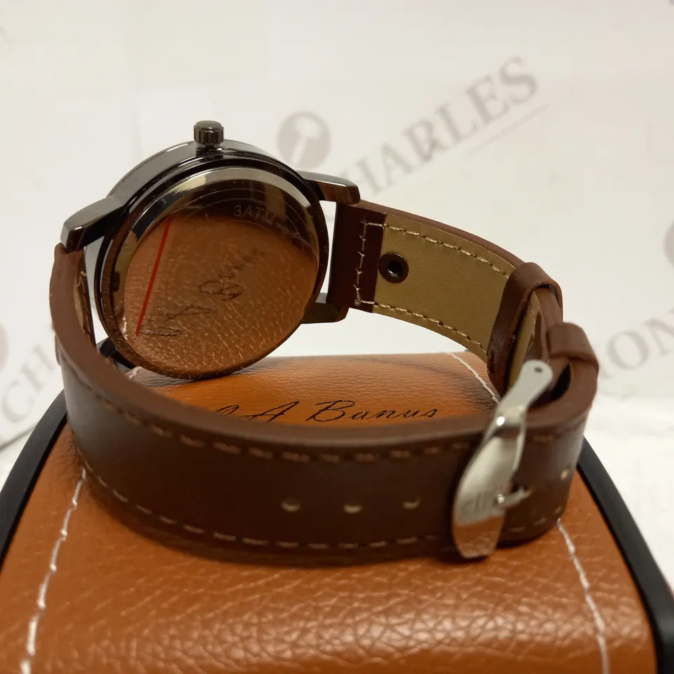 LA BANUS COFFEE COLOUR LEATHER STRAP WRISTWATCH  RRP £500