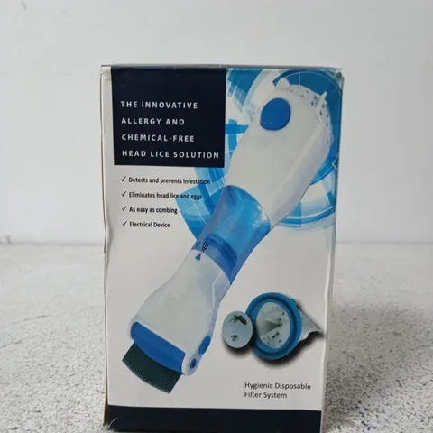 HEAD LICE TREATMENT DEVICE WITH HYGIENIC DISPOSABLE FILTER SYSTEM ( BOXED )