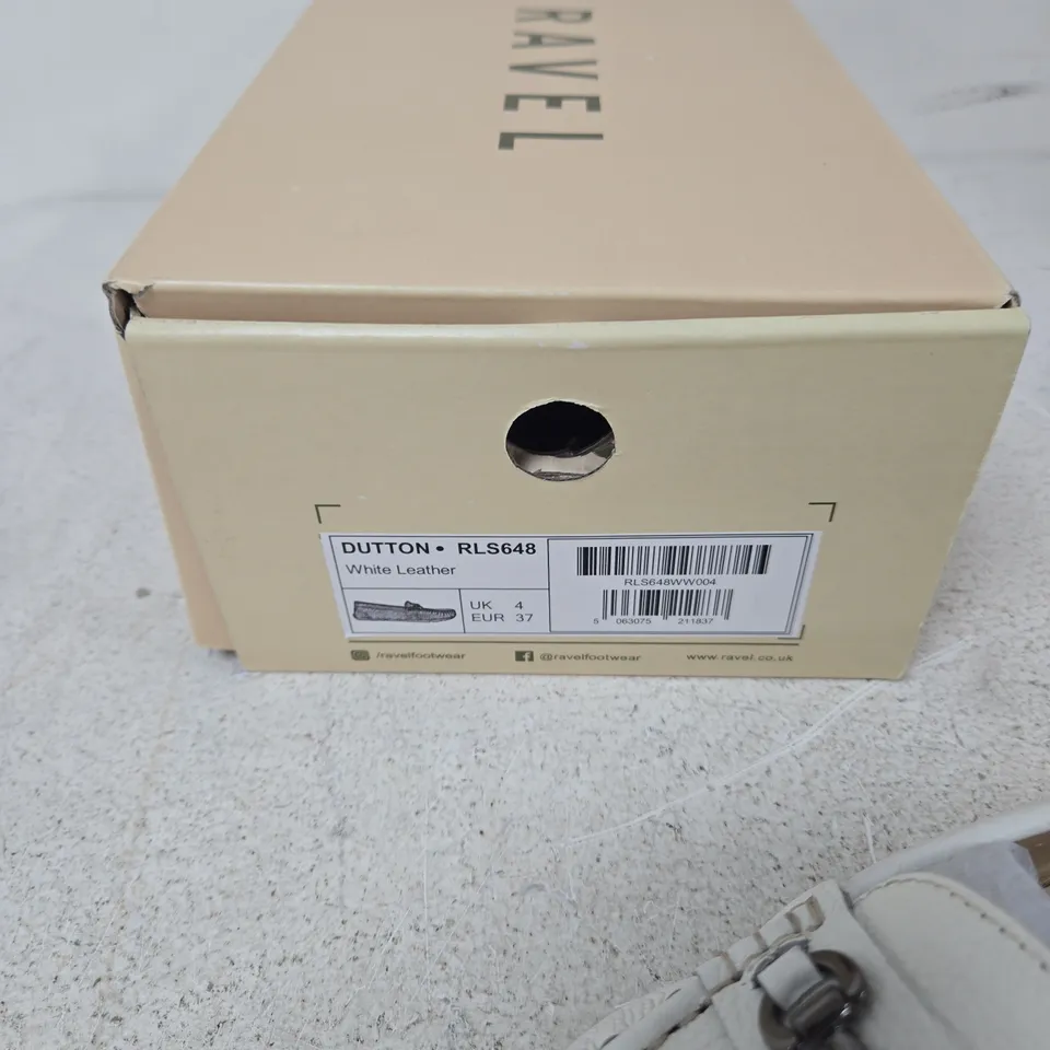 RAVEL DUTTON WHITE LEATHER LOAFERS – UK 4 (EUR 37) – PAIR