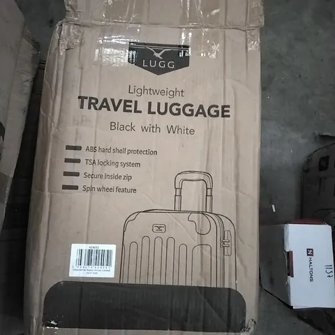 BOXED LUGG LIGHTWEIGHT TRAVEL LUGGAGE CASE - BLACK & WHITE 