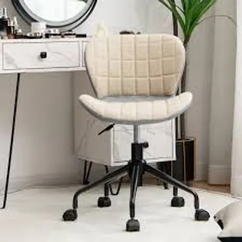 BOXED COSTWAY GREY PU LEATHER LINEN FABRIC ADJUSTABLE SWIVEL OFFICE CHAIR