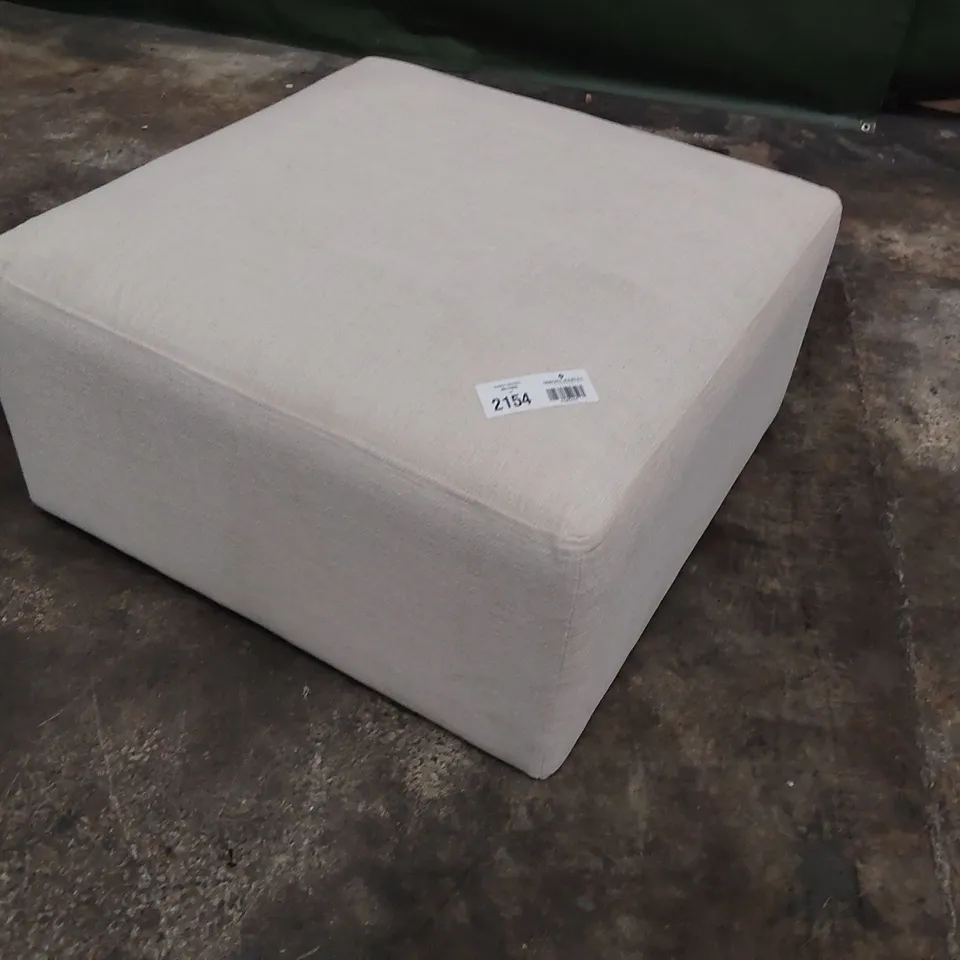 QUALITY BRITISH DESIGNER LOUNGE Co. SQUARE FOOTSTOOL NATURAL FABRIC 