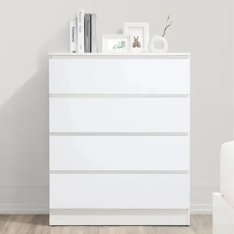 BOXED MARGITA 4 DRAWER 80CM W CHEST OF DRAWERS - WHITE (1 BOX)