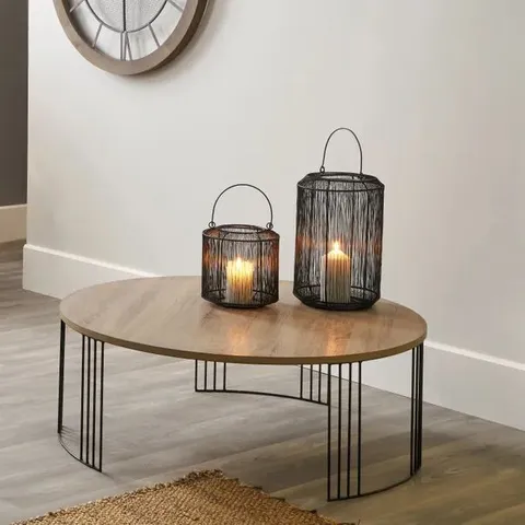 BOXED PACIFIC LIFESTYLE - ATRI DARK WOOD AND BLACK METAL ROUND COFFEE TABLE (1 BOX)