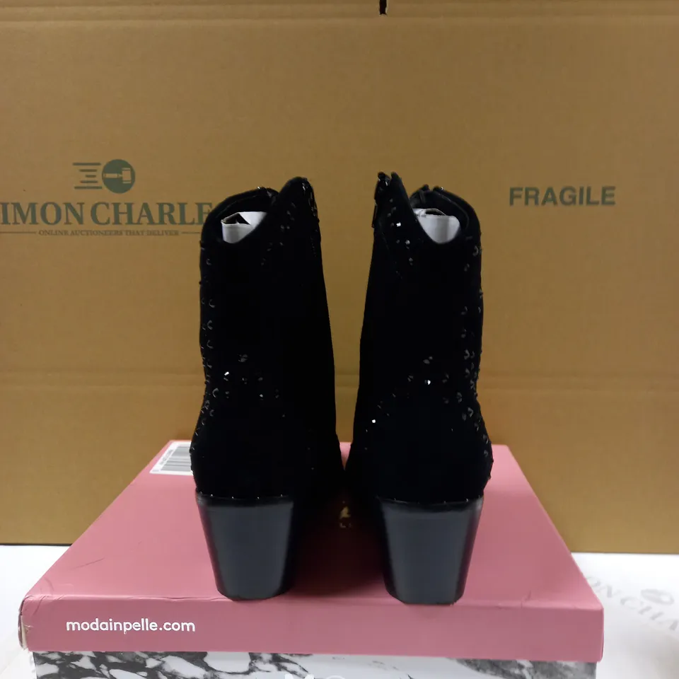 MODAIN PELLE CALITA WESTERN BOOT BLACK SUEDE SIZE 8