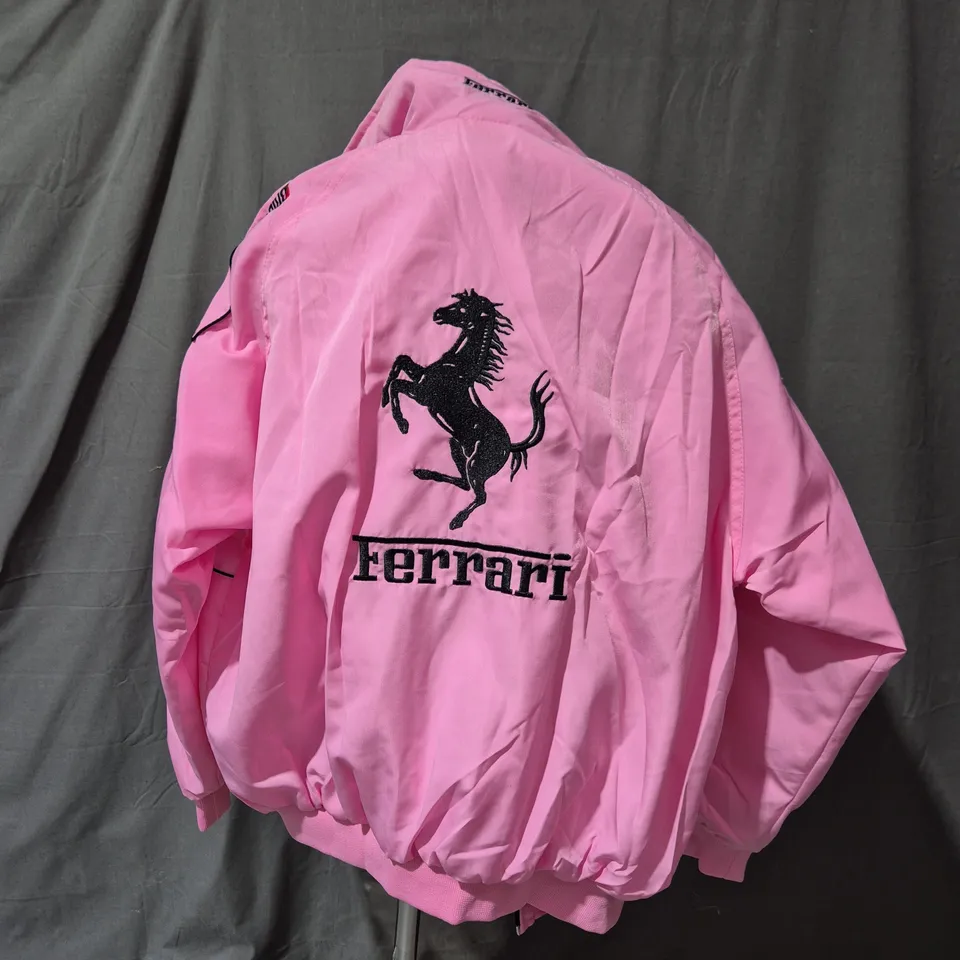 FERRARI PINK RACING JACKET WITH EMBLEMS – BOMBER STYLE - SIZE L