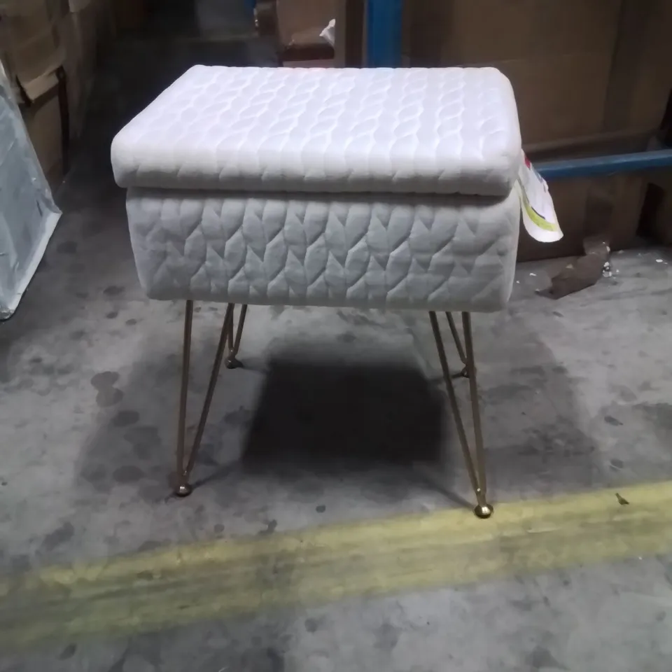 ANABELLE 48CM RECTANGLE UPHOLSTERED STORAGE OTTOMAN VANITY STOOL