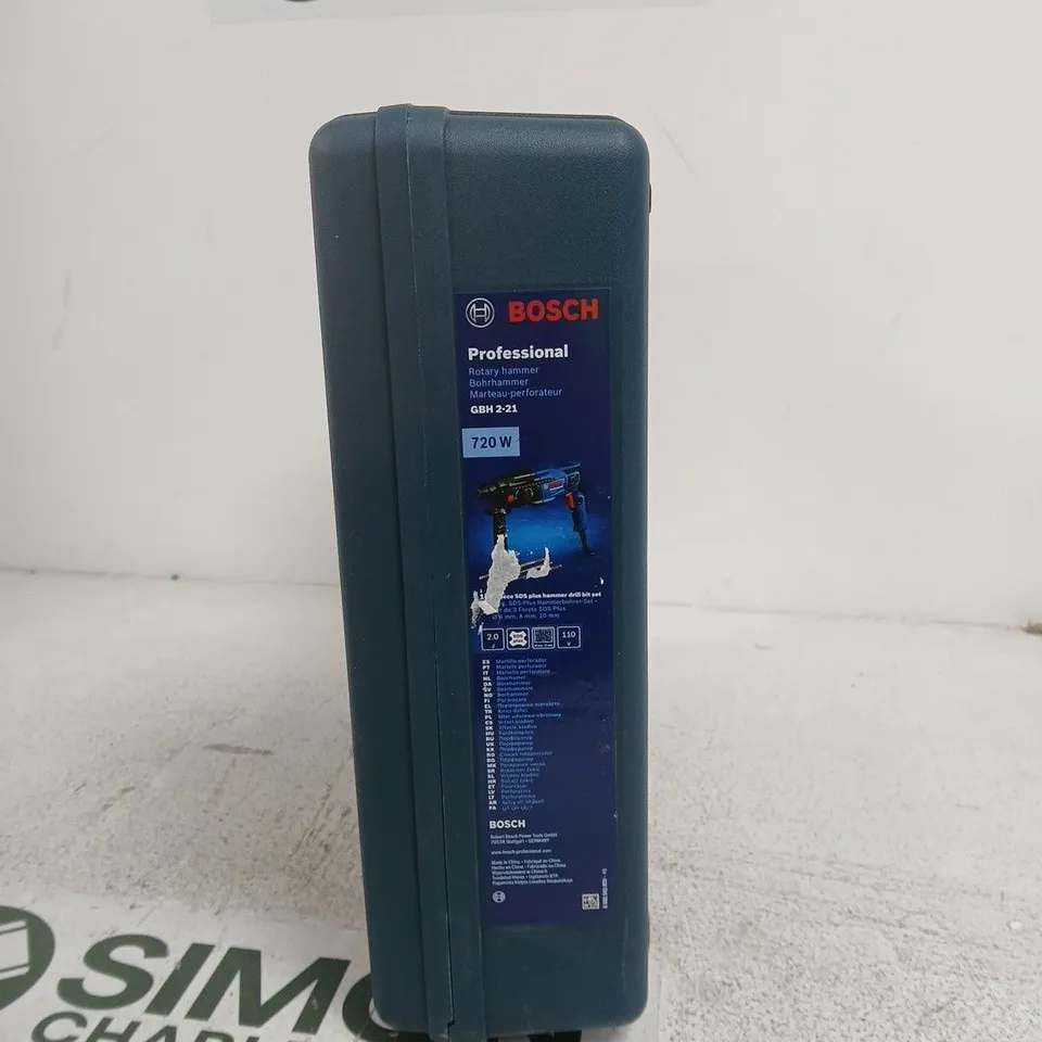 BOSCH PROFESSIONAL 720W ROTARY HAMMER GBH 2-21 – CARRY CASE, MANUAL & CLOTH INCLUDED