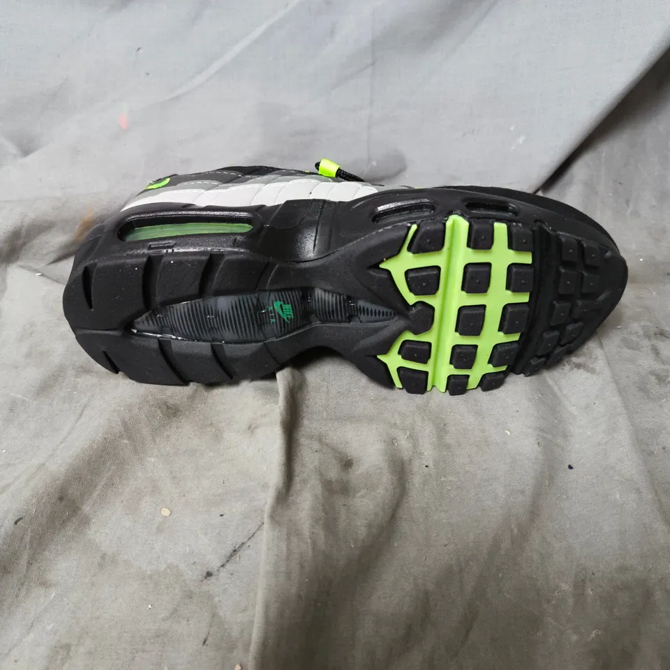 UNBOXED NIKE AIR BLACK & GREY SNEAKERS WITH NEON LIME LACES – MEN’S FOOTWEAR UK SIZE 4