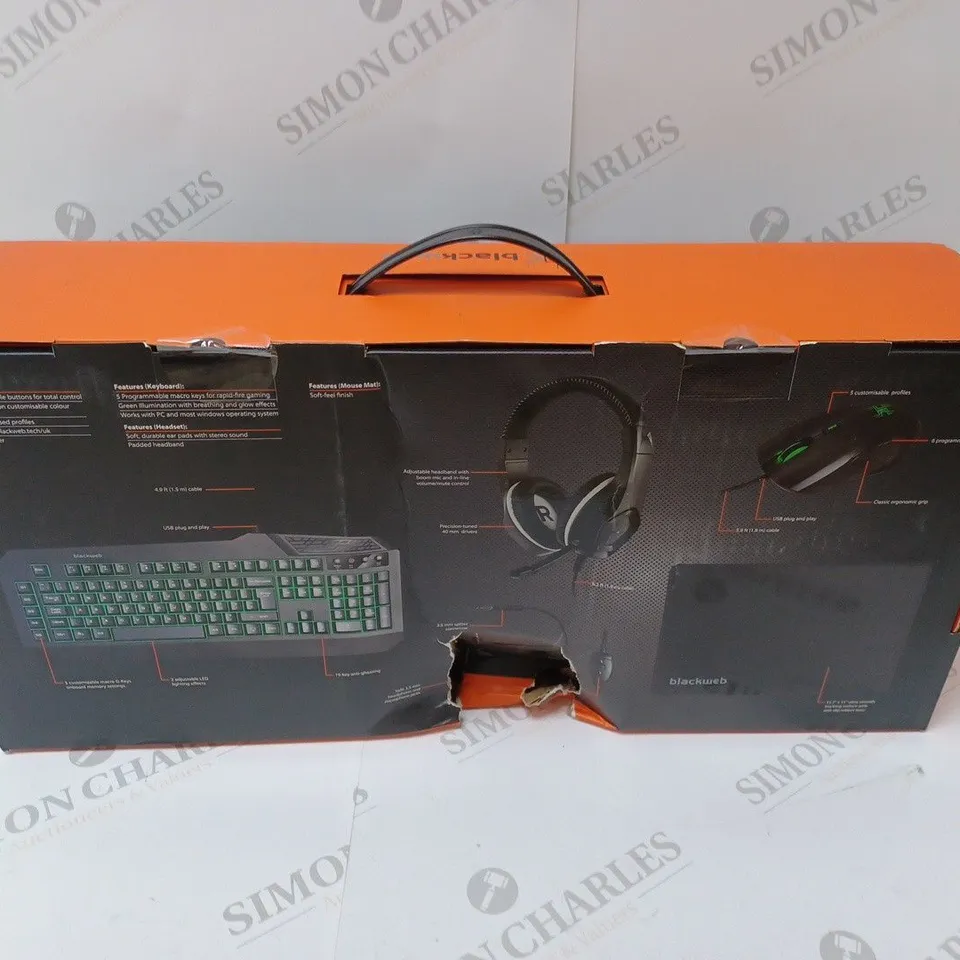 BRAND NEW BOXED BLACKWEB 4 IN 1 GAMING KIT INCLUDING KEYBOARD, MOUSE AND HEADSET