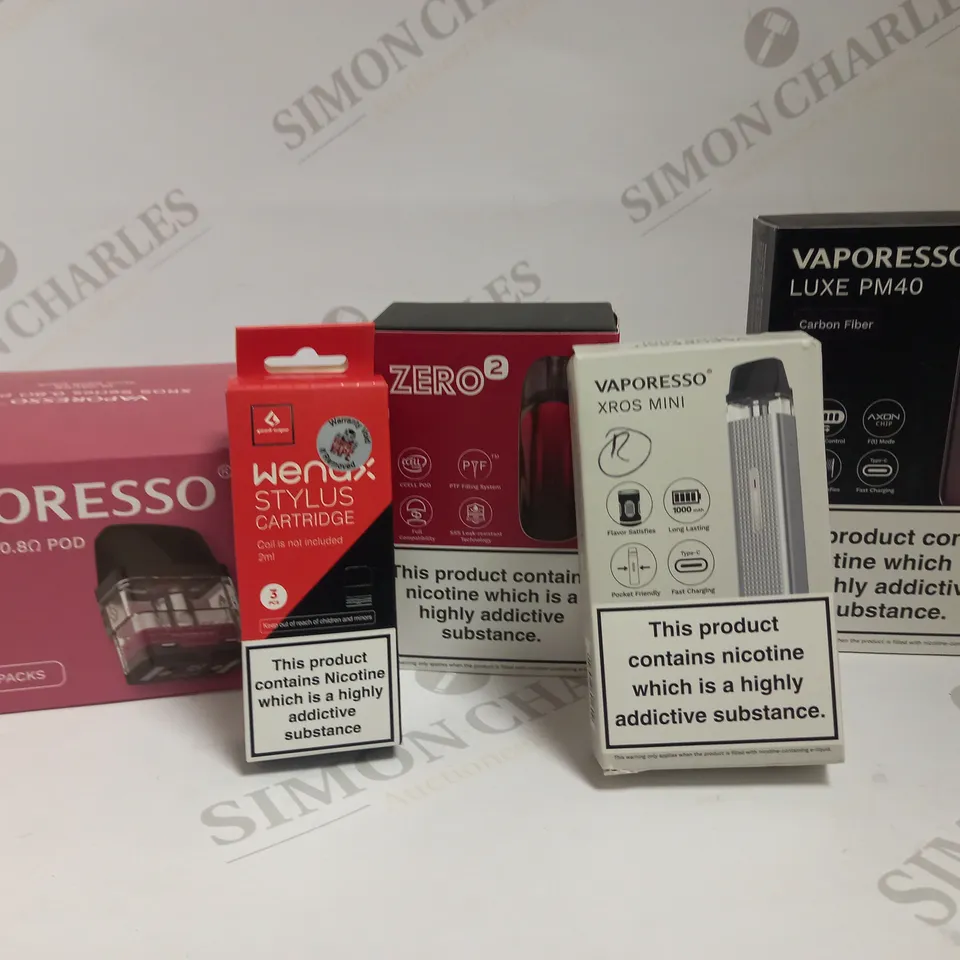 LOT OF 30 ASSORTED VAPING DEVICES & ACCESSORIES, TO INCLUDE VAPORESSO, SMOK, ETC