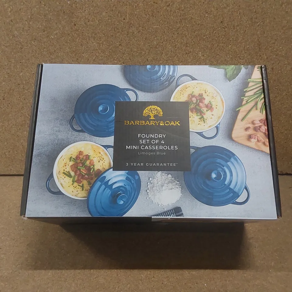 BOXED BARBARY & OAK 0.24L NON-STICK CERAMIC ROUND CASSEROLE DISH - SET OF 4