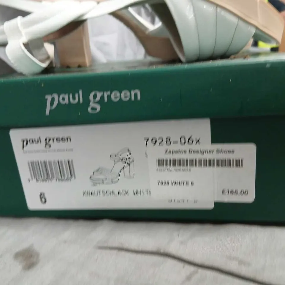 PAUL GREEN WHITE PATENT LEATHER WEDGE SANDALS – UK 6