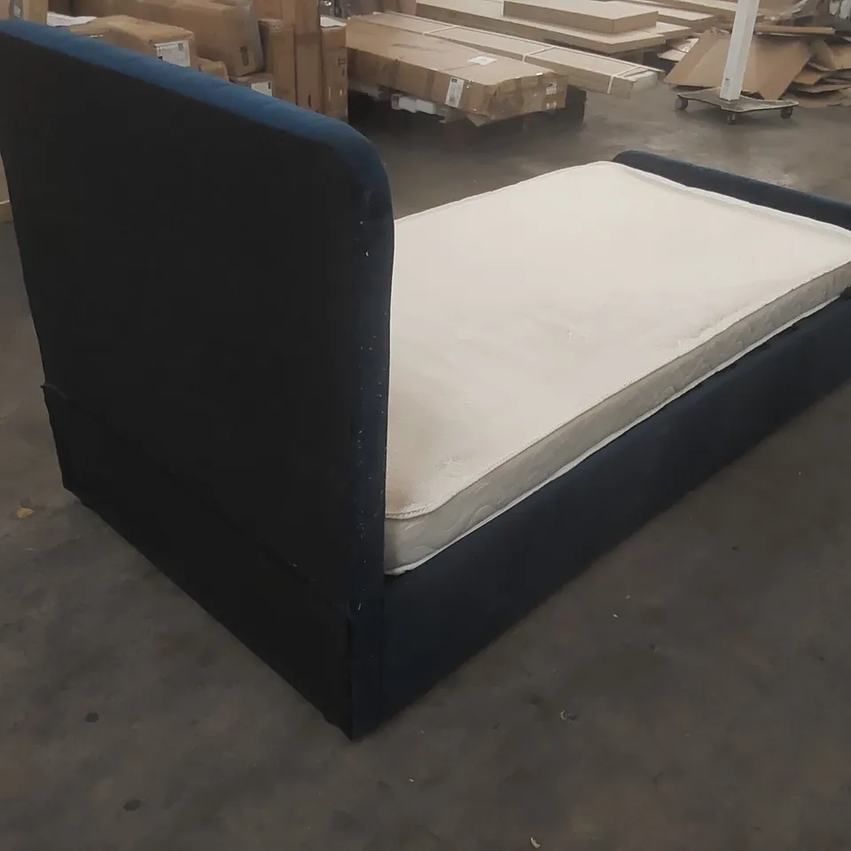 OTTOMAN STORAGE BED VELVET GAS LIFT UP AND MATTRESS SIZE: SINGLE