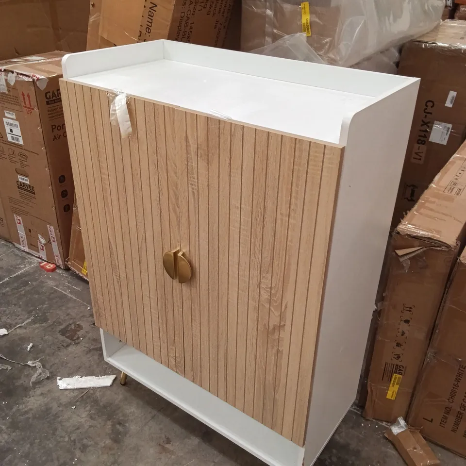 SHOE CABINET - WHITE/NATURAL
