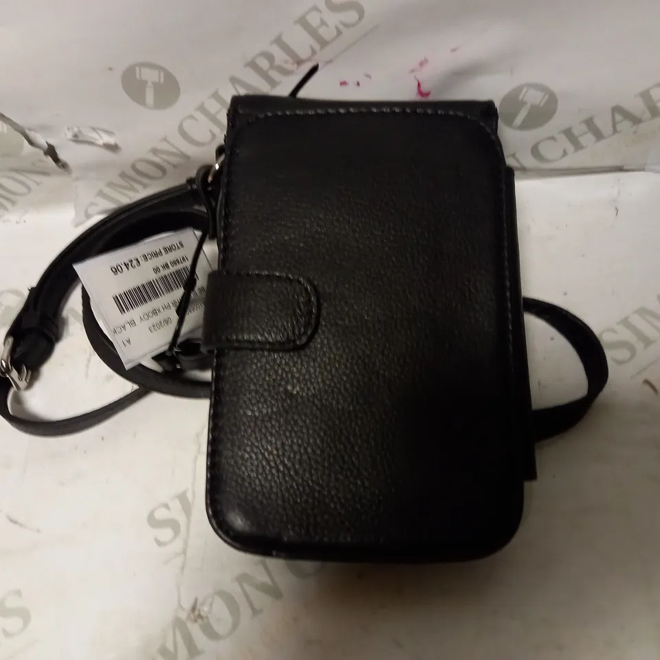 BRENDA EDWARDS BUCKLE UP LEATHER PHONE CROSSBODY - BLACK