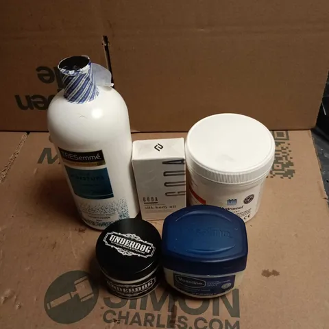 TOTE OF APPROXIMATELY 22 ASSORTED COSMETIC ITEMS TO INCLUDE HYDROMOL, VASELINE, GODA SILK BODY OIL, TRESEMME CONDITIONER ETC