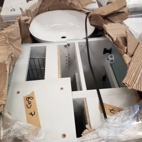 PALLET CONTAINING 3 VANITY UNITS & 1 BASIN