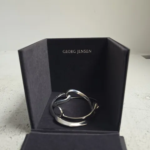 GEORG JENSEN SILVER BANGLE IN BLACK PRESENTATION BOX