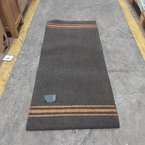 DOUBLE DOORMAT TRIPLE STRIPE CHARCOAL - COIR, 125 X 55CM