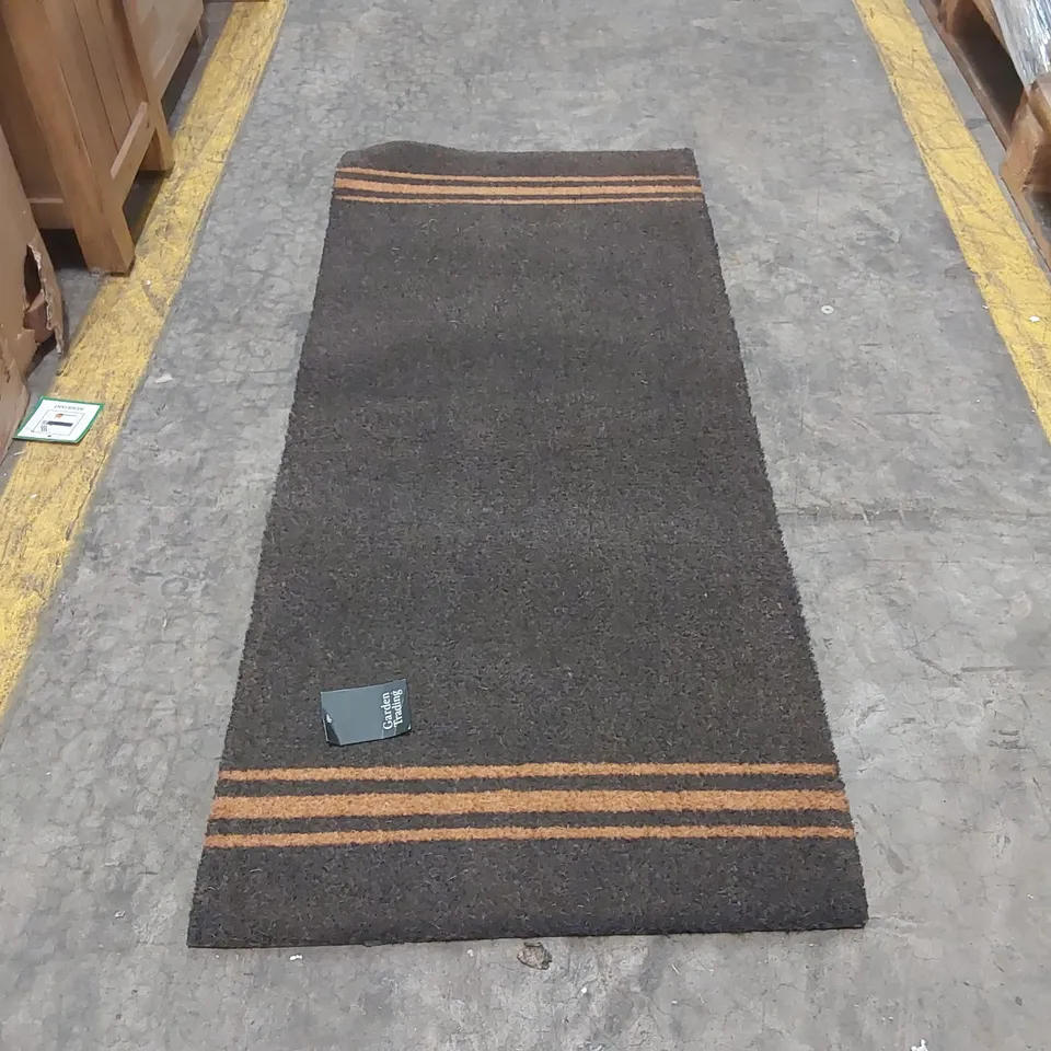 DOUBLE DOORMAT TRIPLE STRIPE CHARCOAL - COIR, 125 X 55CM
