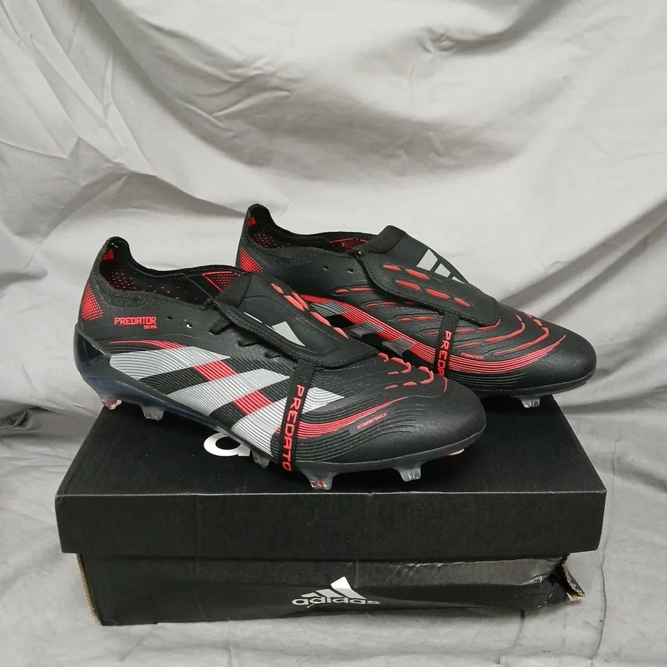 BOXED PAIR OF ADIDAS PREDATOR FOOTBALL BOOTS – BLACK/RED - SIZE 9.5