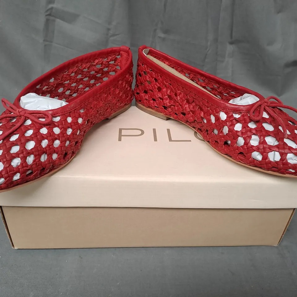 BOXED PAIR OF PILCRO SHOES IN RED EU SIZE 38