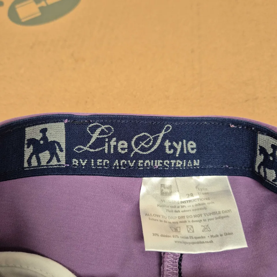 LEGACY EQUESTRIAN PURPLE TROUSERS WITH BLACK SIDE STRIPE SIZE 28