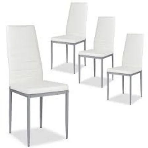 BOXED COSTWAY SET OF 4 DINING CHAIR UPHOLSTERED ARMLESS ACCENT CHAIR HIGH BACK SIDE CHAIR - WHITE