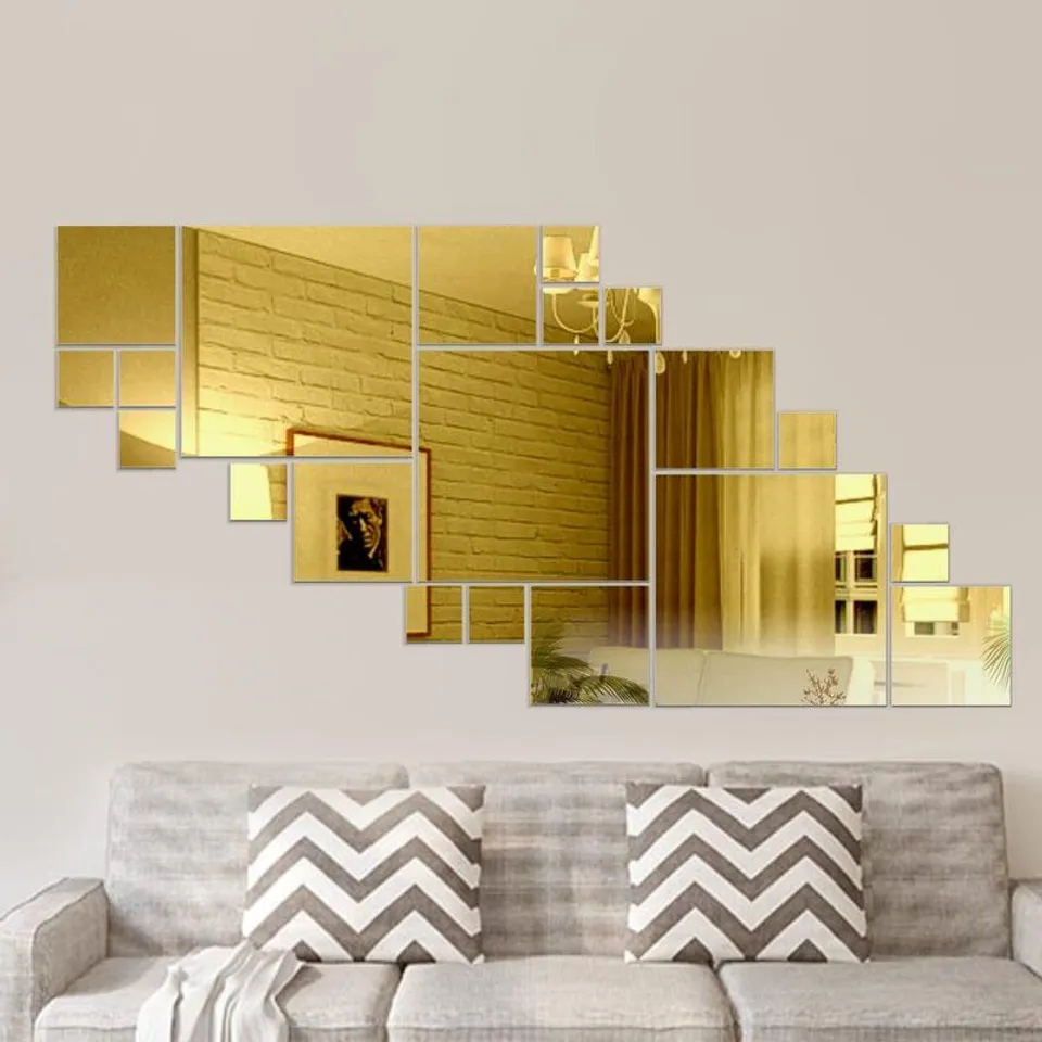 BOXED DECORATIVE ACRYLIC SQUARE GOLD MIRROR