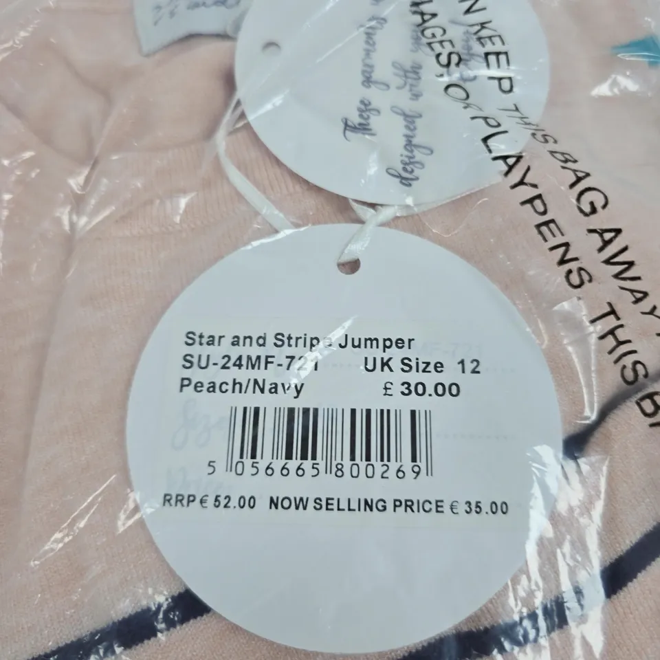 MUDFLOWER STAR AND STRIPE JUMPER – PINK/NAVY, UK SIZE 12