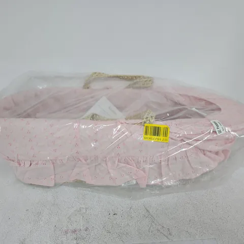 BAGGED KINDER HANDMADE PALM MOSES BASKET IN PINK