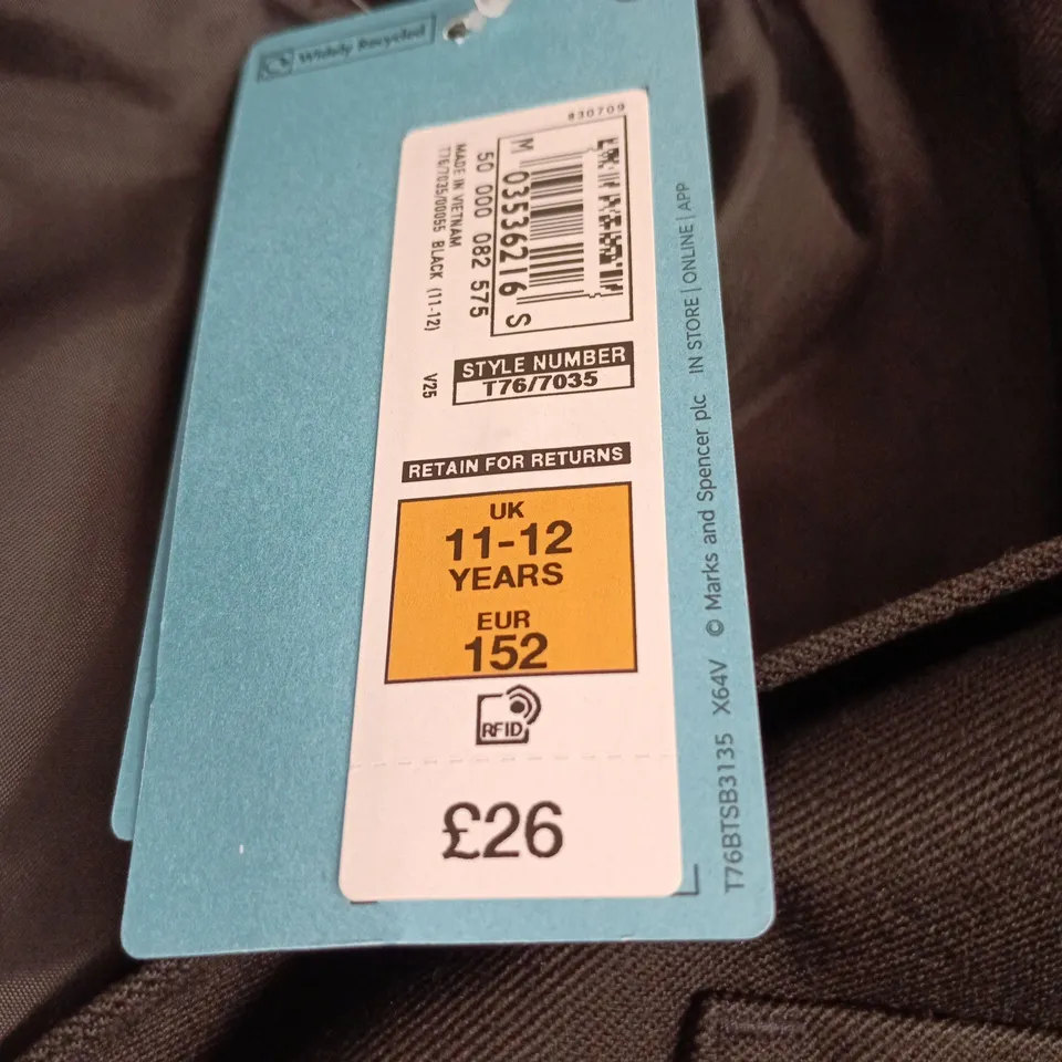 M&S REGULAR FIT BLAZER, KIDS' UK 11-12 YEARS – STAIN & WEATHERPROOF, GROW-PROOF CUFFS 