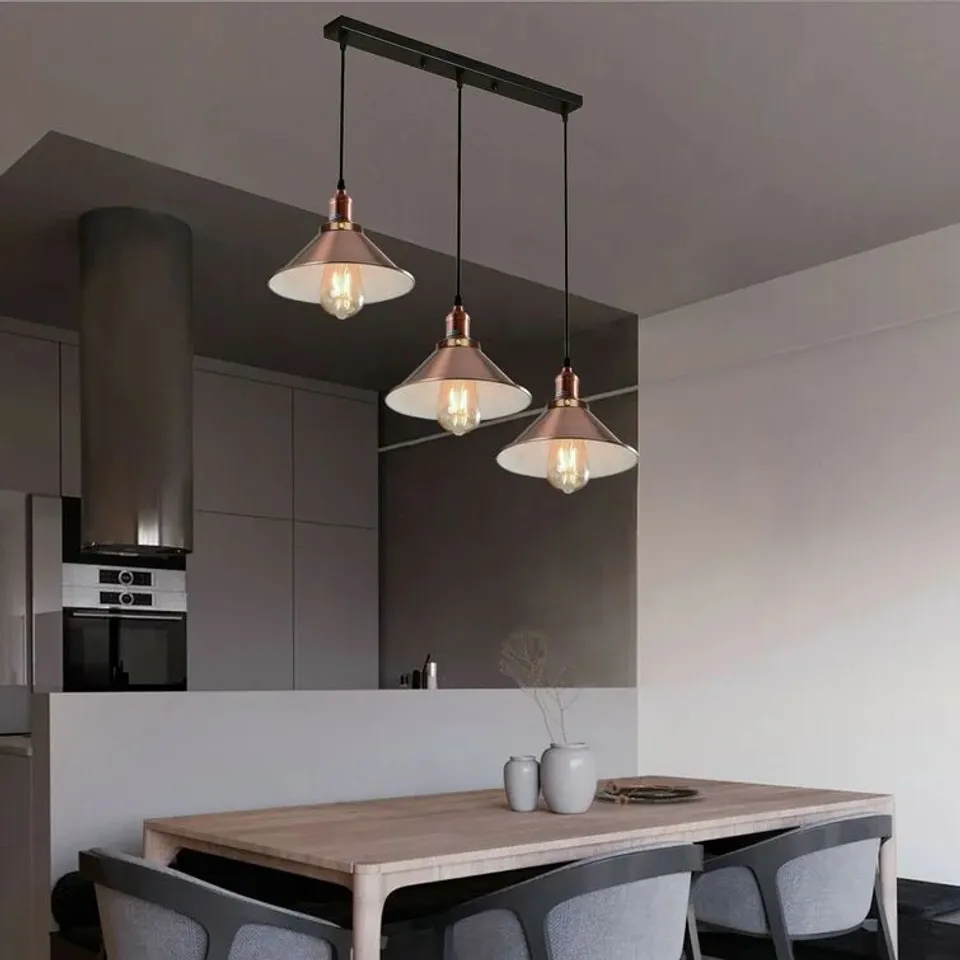 BOXED LANTANA 3 LIGHT KITCHEN ISLAND CONE PENDANT 