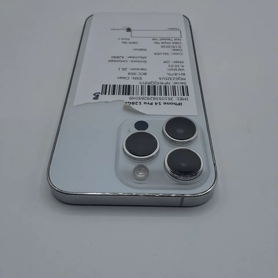 UNBOXED APPLE IPHONE 14 PRO 128GB IN SILVER - A2890