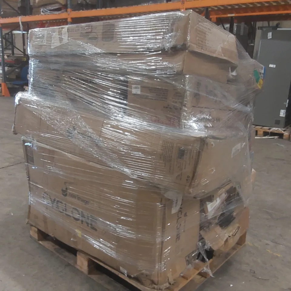 PALLET CONTAINING A LARGE QUANTITY OF ASSORTED ITEMS INCLUDING: TRAMPOLINE PARTS, NEW IMAGE CYCLONE X3 EXERCISE BIKE, WONDER CORE EXERCISE MACHINE ECT