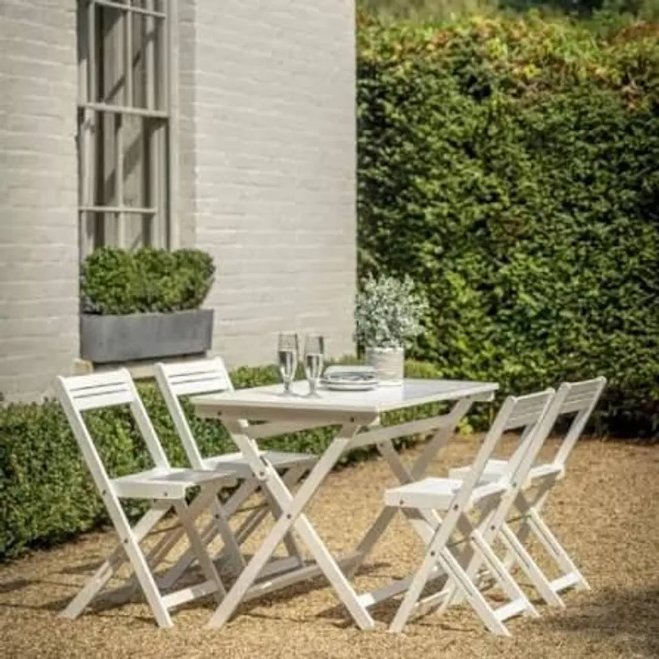 BOXED GALLERY GARDEN LINDOS FOLDAWAY DINING SET IN WHITE (3 BOXES)