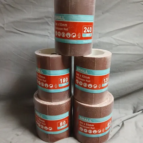 LOT OF 5 SHALL ASSORTED ROLLS OF SANDPAPER