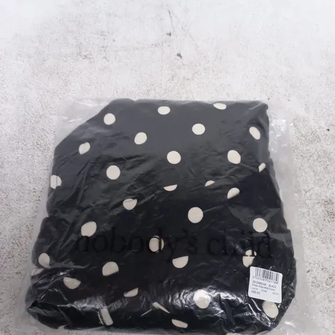 NOBODYS CHILD PETITE ATLAS MIDI DRESS – BLACK WITH WHITE POLKA DOTS, UK14 (EU42, US10)