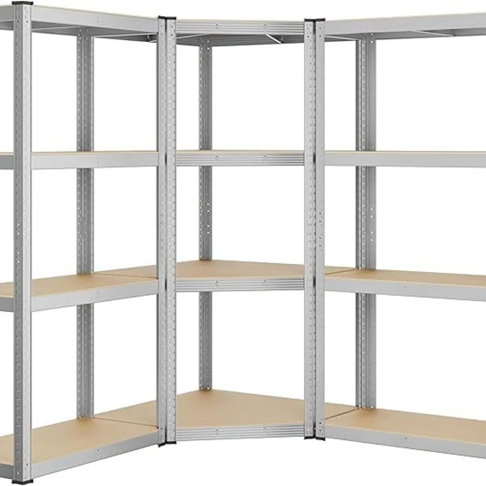 BOXED SONGMICS CORNER SHELF 4-TIER, GARAGE SHELVING, HEAVY DUTY METAL SHELVING UNITS - BLACK 