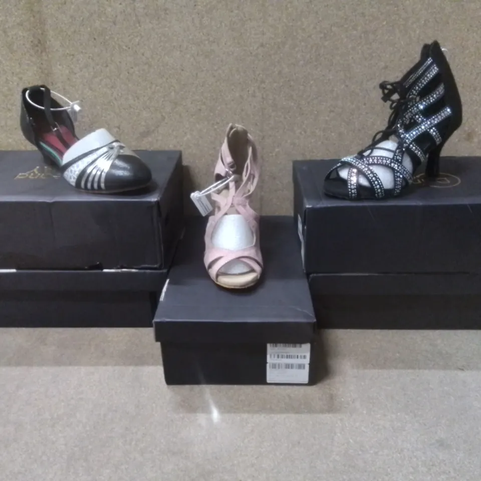 5 X BOXED MIXED ASSORTMENT OF WOMEN'S DANCEAND SWAY SHOES - COLOURS AND SIZES MAY VARY