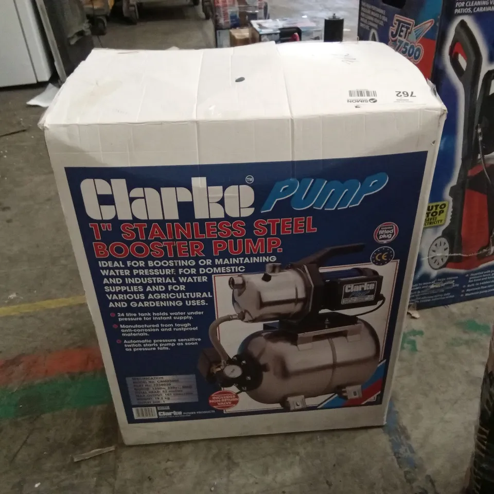 BOXED CLARKE CBM250SS 1" STAINLESS STEEL BOOSTER WATER PUMP