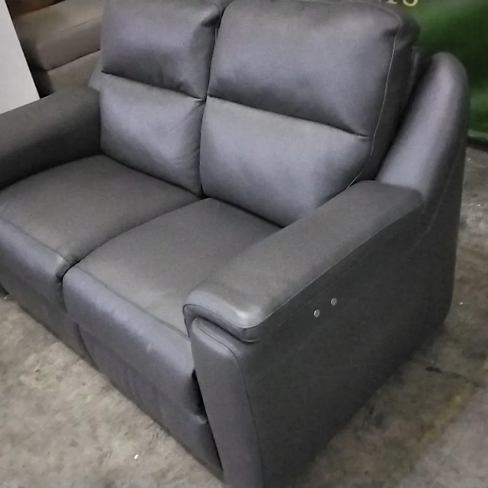 QUALITY ITALIAN DESIGNER AVILA POWER RECLINER LOVESEAT MEDIUM GREY LEATHER
