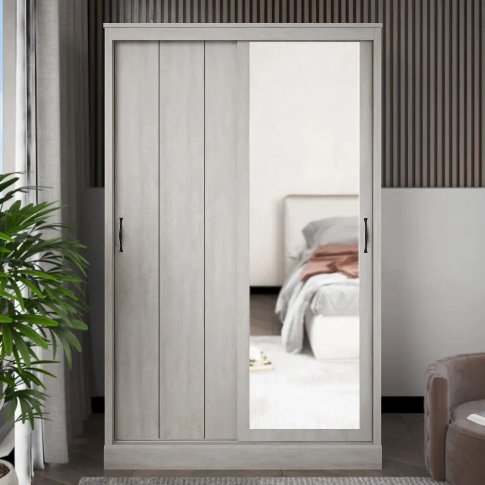 BOXED BRISTOL 2 DOOR SLIDING WARDROBE WITH MIRROR (2BOXES)