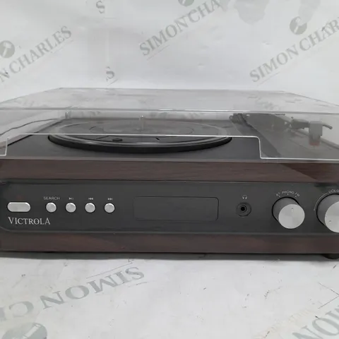 VICTROLA 3-IN-1 RECORD PLAYER AND 3-SPEED TURNTABLE MAHOGANY