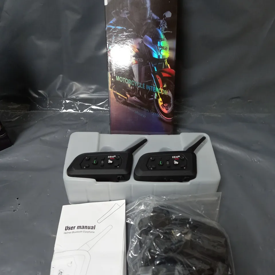 BOXED LOT OF 2 EJEAS MOTORCYCLE HELMET INTERCOM SYSTEM